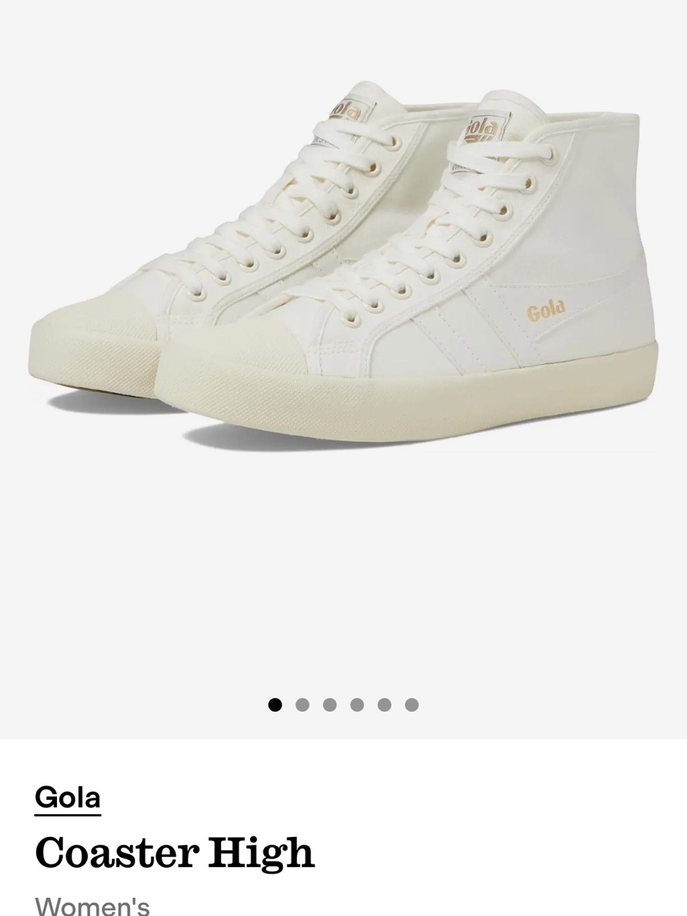 Gola Coaster High Canvas Sneakers - Cream & Gold size 10